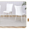 Table and chair set.Hourglass-Shaped Stable Small Round Table -31.9" * 31.9" with 4 Cream-Style dining chairs with a vertical line design on backrest.Adding a warm atmosphere to your family.