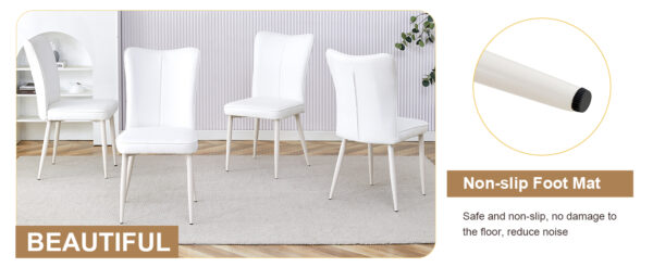 5c851cf6e5a44212b82aa9b939f3e46a_80a344d1a26b7b923ad7c8b8816332ec Table and chair set.Hourglass-Shaped Stable Small Round Table -31.9" * 31.9" with 4 Cream-Style dining chairs with a vertical line design on backrest.Adding a warm atmosphere to your family.