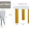 Table and chair set, round table with white marble pattern, gold MDF table legs, soft and comfortable dining chair, suitable for kitchen and living room