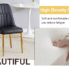 Table and chair set.63"x31.5x30"Black Texture With Lines Patterned Sintered Stone Table with Golden Stainless Steel Legs.Paried With 4 Black PU Chairs with Simple Line Designs On The Backrest.