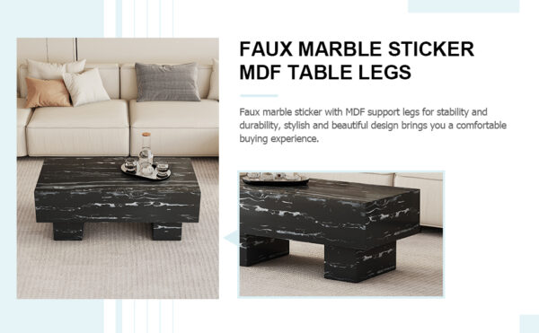 5ca81c92d36149dd82161e3afd9a5f62_20240123_e591120247391257972cb3815ac1595a The black coffee table has patterns. Modern rectangular table, suitable for living rooms and apartments. 43.3"*21.6"*17.2"