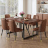 Table and chair set.Industrial Style Walnut-Colored Rectangular Dining Table - 71"x39.3" Large Size.Paired with 6 Brown Suede Chairs.Brown armless dining chair,Suitable for kitchen,Dining room,etc.