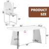 Table and chair set.63"x31.5x30" Luxurious Snow Mountain Patterned Sintered Stone Table with Silver Stainless Steel Butterfly Legs.Paried With 6 White High-quality PU Chairs With Arched Metal Legs.