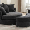 Orisfur. 360° Swivel Accent Barrel Chair with Storage Ottoman & 4 Pillows, Modern Chenille Leisure Chair Round Accent for Living Room, Gray