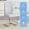 Luxury Simple Arch Chair - Set of 6 Light Gray PU Material High Resilience Dining Chair with Arched Metal Silver Leg.