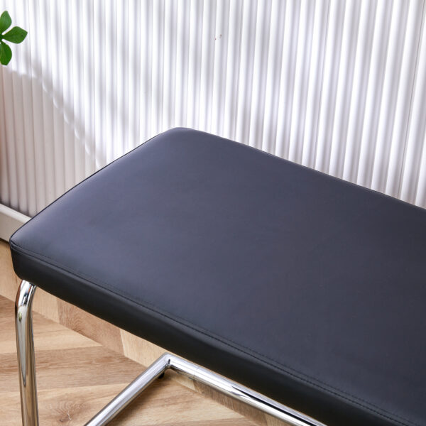 Black shoe changing bench silver metal legs,  sofa bench dining chair, suitable for bedroom fitting room, storage room, dining room, and living room. ST-005