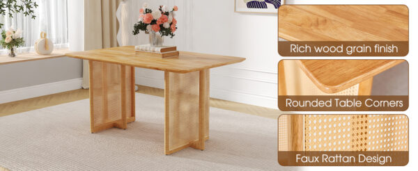 5d59d1643b2042c696169fe6ae9e1804_83861f9be99458bc6c3f76ec8c50d22d Chinese country retro solid wood dining table, simple modern imitation rattan dining table, wooden dining table.Suitable for dining room, living room, office.Natural Style Solid Wood Dining Table.
