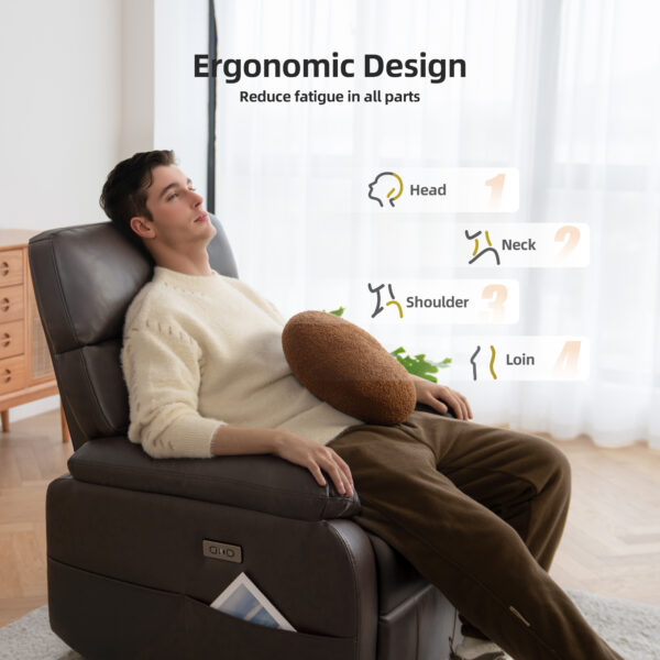 Electric Power Swivel Recliner Chair - Oversized PU Leather Massage Recliner with USB/Type-C Charging, 360° Rotation & Rocking Function, Living Room Reclining Sofa ,Dark Brown