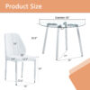 Table and chair set.Modern circular transparent tempered glass table, tempered glass tabletop, silver metal table legs.A Set of 4 White PU Comfort Dining Chairs with extended backrest.