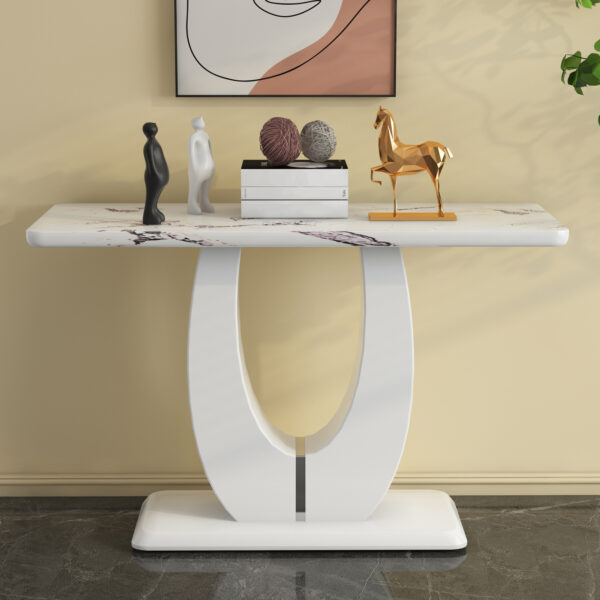 Modern Simple Glossy White Rectangular Counter Bar Table 47.24" x 18.11" x 29.52" For Living Room Bedroom Bedside Entrance House Balcony Office Bathroom. BT-1280