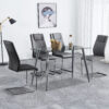 Modern Dining Chairs with Faux Leather Padded Seat Dining Living Room Chairs Upholstered Chair with Metal Legs Design for Kitchen, Living, Bedroom, Dining Room Side Chairs Set of 6 (Grey+PU)C-001