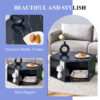 Modern Minimalist Black Hexagonal Coffee Table Set.Hexagonal MDF coffee table, characteristic pattern stickers, multi-hole design to give more storage space.Two coffee tables of different sizes.