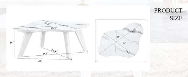 5db84756e5604d10a5094badac8c2b68_68c76fa33d631f5c8c3884c6cc508c5b Modern minimalist white imitation marble table top. Solid wood legs, cloud shape to give you a new experience, computer desk. The game table. Suitable for dining and living rooms.