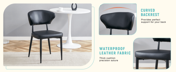 5dbf486f0fa04c349e7120cfe68ffa6c_49f40e20b60f099f5f2f16fc507c4764 Black Minimalist Ergonomic Dining Chair, With A Curved Backrest For Comfortable Design,Unlocking A Comfortable And Minimalist New Sitting Posture. A Pack Of 4.Available In Black And White.