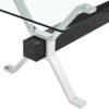 Dining table. Modern tempered glass dining table. Large modern office desk with silver plated metal legs and black MDF crossbars, suitable for both home and office use. Kitchen. 71 ''x35.4''x30 ''