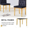 8 piece dining chairs.The gold metal legs complement the black velvet, showcasing a perfect blend of modern and classic elements.Suitable for various occasions such as kitchens,conference rooms, etc.