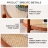 Modern minimalist circular double-layer solid wood coffee table, craft glass tabletop, second layer material: PE rattan, solid wood frame. 34.6 '* 34.6' * 17.7''