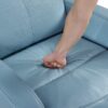 Glider Recliner Chair with Swivel Motion Blue Leather Upholstery Solid Wood Comfort Luxury Living Room Furniture 1pc