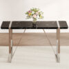 A rustic industrial rectangular MDF black dining table for 4-6 people, with a 1.5 "thick MDF desktop and electroplated metal legs, used for writing tables, kitchens, terraces, dining rooms55"*31.5*30