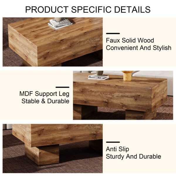 5e164f6ad07c47cf969d672e9bd58a4b_2cdbcf22f2d87521efe1ecaf82e29e7f This modern rectangular coffee table features a stylish wood color, making it an ideal addition to any living room or apartment, and measures 43.3 "x 21.6" x 17.2 ".W1151P168335