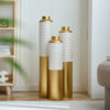 Floor metal vase modern style decoration home droplet shaped white metal vase 3-piece set gorgeous home decoration large glazed metal vase