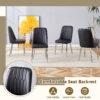 Table and chair set.63*31.4 Inch Luxurious Cold Jade Sintered Stone Dining Table Set - 4 Black Chairs With Silver Metal Legs.Modern Light Luxury.Perfect For Dinner Room,Meeting Room,Kitchen,etc.