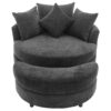 Orisfur. 360° Swivel Accent Barrel Chair with Storage Ottoman & 4 Pillows, Modern Chenille Leisure Chair Round Accent for Living Room, Gray