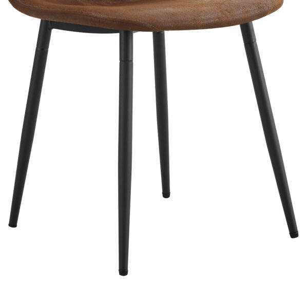 5e5abf962e4749ce9ca819ddadc0822a_345d7354f73b4ab71633b476dcc19b89 Table and chair set.63"x35.4" Wood-Textured MDF Dining Table with Black A-Frame Legs.Paired with 4 Brown Technology Fabric Round Corner Dining Chair.Density Board Sticker,Iron Pipe Spraying,
