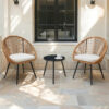 Modern 3-Piece Set: 17.7" Anti-Spill Round Coffee Table + 2 Rattan Swivel Chairs, Outdoor Patio Furniture for Tea Time.Suitable for Various Outdoor Venues.3-piece Set Packaged As A Single Package.