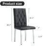 4 piece set of black armless dining chairs brings a touch of elegance and mystery to the dining area with its deep black tone,The grid and buckle design of the back add a vintage yet fashionable touch