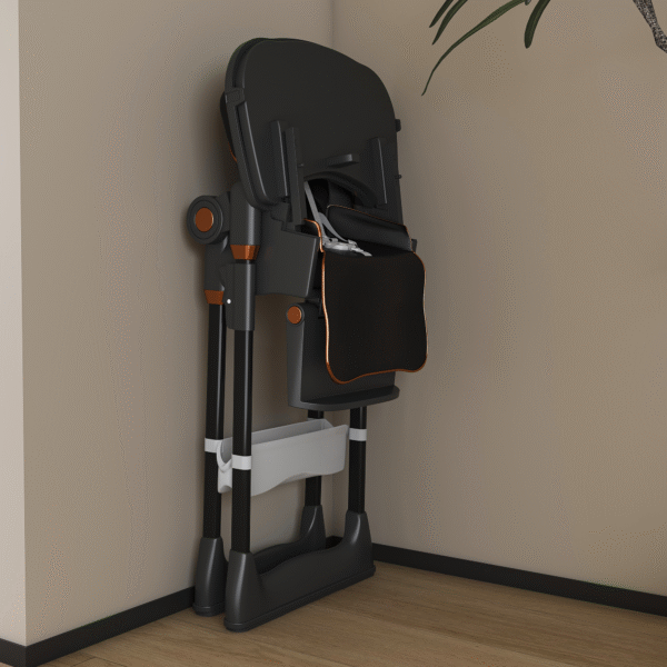 Adjustable Baby High Chair 0-6 Years – Portable Infant Feeding Seat with Safety Belt, Silent Lockable Wheels & Easy-Clean Design for Home, Dining, Living Room, Bedroom (Black)