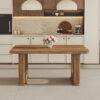 64.5 x 35.4 Inch Stylish Wood Color Textured Dining Table, Perfectly Blending Simplicity And Transparency. Made of MDF Material With Wood Grain Stickers, It Exudes A Strong Sense Of Fashion.