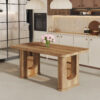 64.5 x 35.4 Inch Stylish Wood Color Textured Dining Table, Perfectly Blending Simplicity And Transparency. Made of MDF Material With Wood Grain Stickers, It Exudes A Strong Sense Of Fashion.
