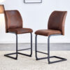 A set of two brown chairs, including suede cushions and black metal legs. Small size, suitable for select groups, suitable for dining room, kitchen, terrace and guest office chairs (set of 2)