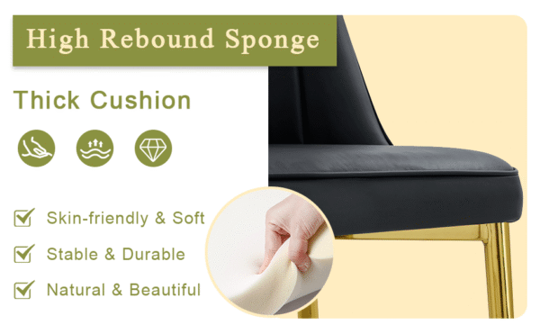 Table and chair set.A 42 Inch Diameter Modern Minimalist Round Dining Table With Transparent Tempered Glass top And Golden Metal Legs,4 Black Chairs With PU Backrest And Seat Cushion.