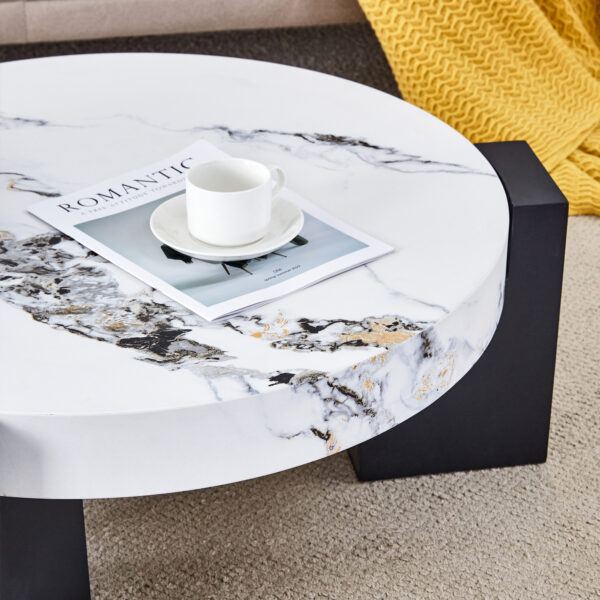 5f5a437085de45e2b10f721c2686bcb3_c5688cb227651b42083d4c8045dacaef Modern Simple Double-Layer Round Coffee Table - Transparent Gray Glass Top with Black MDF L-Shaped Legs.The detachable design can make the use of space more flexible.