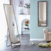 Brown Solid Wood Frame Full-length Mirror, Dressing Mirror, Bedroom Home Porch, Decorative Mirror, Clothing Store, Floor Mounted Large Mirror, Wall Mounted.63"*19"