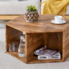 Hexagonal MDF coffee table, characteristic pattern stickers, multi-hole design to give more storage space, simple and convenient design makes it suitable for all kinds of style scenes.
