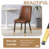Table and chair set.67"x36" Wood-Textured MDF Dining Table Set with 6 Brown Suede Chairs.MDF sticker,Wood colored texture sticker,Brown armless dining chair,Suitable for kitchen,Dining room,etc.