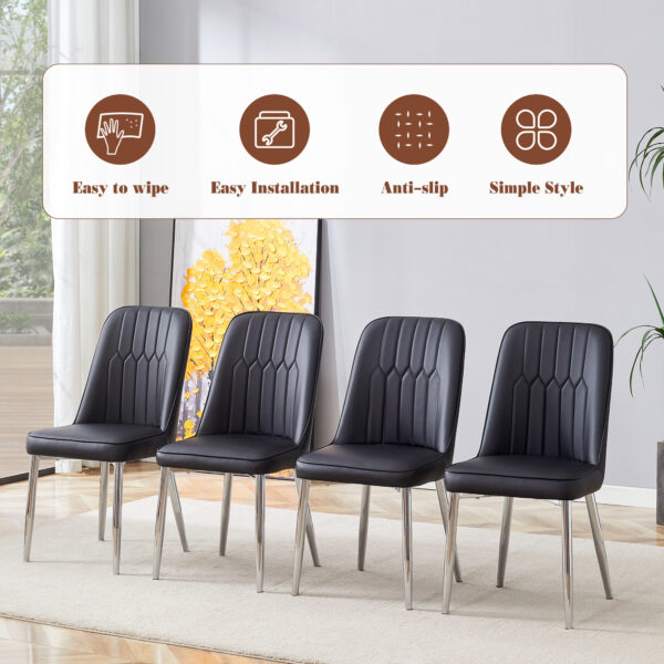 5fe0b670093c49cf946d2f8261d742c0_6413b4729d4c2dd7acbe7848fae7197b Table and chair set.63*31.4 Inch Pandora Patterned Sintered Stone Dining Table Set - 6 Black Chairs With Silver Metal Legs.Modern Light Luxury.Perfect For Dinner Room,Meeting Room,Kitchen,etc.
