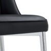 2 modern dining chairs, smooth PU leather backrest and silver-toned metal legs for a comfortable home experience for kitchens, bedrooms and offices.