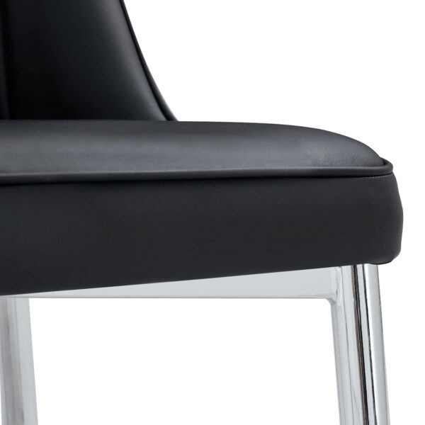 5ff9170dde4845568d2ff0ee42dd5f1b_79ca7df669559895fdbfef2f64c0d61e 2 modern dining chairs, smooth PU leather backrest and silver-toned metal legs for a comfortable home experience for kitchens, bedrooms and offices.