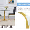 Luxury Simple Arch Chair - Set of 8 BLACK PU Material High Resilience Dining Chair with Arched Metal Gold Leg.Packed In Two Boxes.