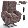 Lift Recliner Chair Heat Massage Dual Motor Infinite Position Up to 350 LBS Large Electric Power Lift Recliners with Power-Remote, Medium-firm and Heavy duty, Brown