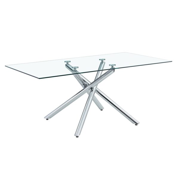 605bff2b56db4b0a80935f50575f5325_20221218_50fbb7a85f7df4823ad4180919b41fc8 Large Modern Minimalist Rectangular Glass Dining Table for 4-8 people with 0.39" Tempered Glass Tabletop and Silver Metal Legs, for Kitchen, Living Meeting Room .71*35.4*30.W1151S01472