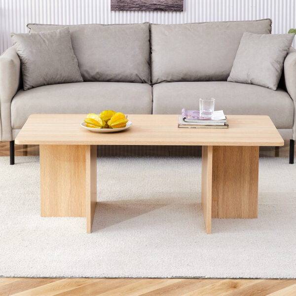 A modern and practical wood colored coffee table. The coffee table is made of medium density fiberboard material and is suitable for living rooms, bedrooms, and study rooms. CT-2O