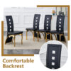 Table and chair set.63"*35.4" White Imitation Marble Pattern MDF Dining Table Set - 6 PU Chair With Black Saddleback, Geometric Pattern Backrest,Golen Curved Metal Leg..Suitable For Various Scenes.