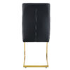 Luxury Simple Arch Chair - Set of 2 BLACK PU Material High Resilience Dining Chair with Arched Metal Gold Leg.