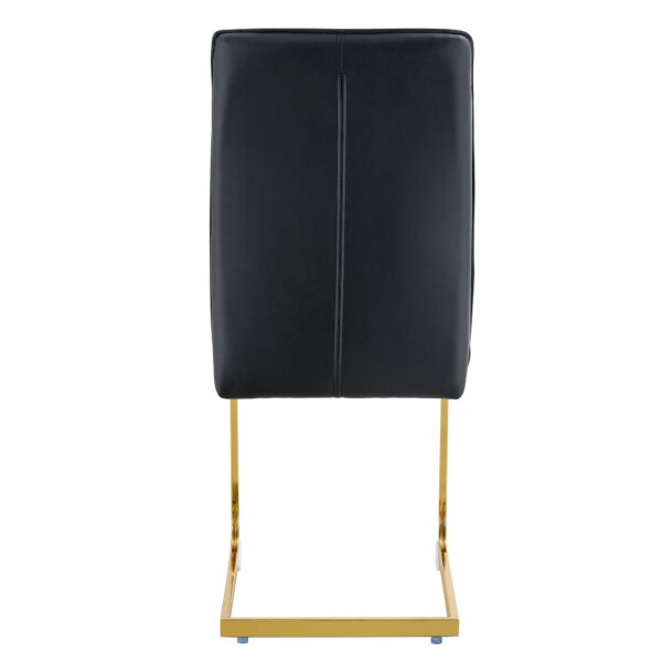 607fa49e3b0e45c088419cd21c2fc4c0_ad6d7bc193de53581f08ae53b8729f77 Luxury Simple Arch Chair - Set of 2 BLACK PU Material High Resilience Dining Chair with Arched Metal Gold Leg.
