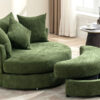Orisfur. 360° Swivel Accent Barrel Chair with Storage Ottoman & 4 Pillows, Modern Chenille Leisure Chair Round Accent for Living Room, Green